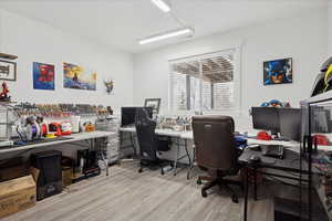 Office featuring light wood-style flooring