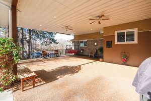 View of patio with ceiling fan