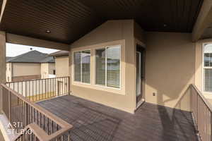 View of composite deck with natural gas available for gas grill.