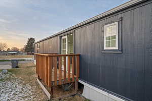 View of deck at dusk