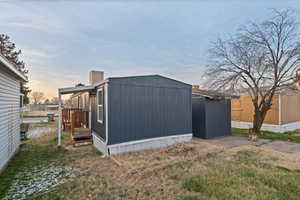 View of outdoor structure at dusk