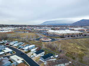 Drone / aerial view of a mountain backdrop
