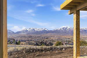 View of mountain background featuring nearby suburban area