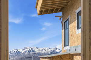 View from staircase featuring large windows