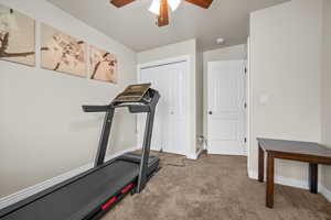 Bedroom doubles as exercise room.
