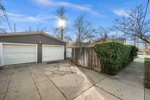View of detached garage