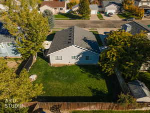 Aerial perspective of suburban area