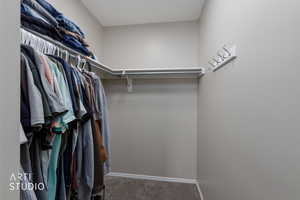 Walk in closet featuring carpet
