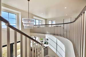 Stairs featuring suspended lighting