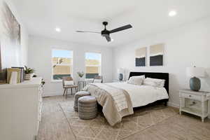 Bedroom featuring ceiling fan and recessed lighting