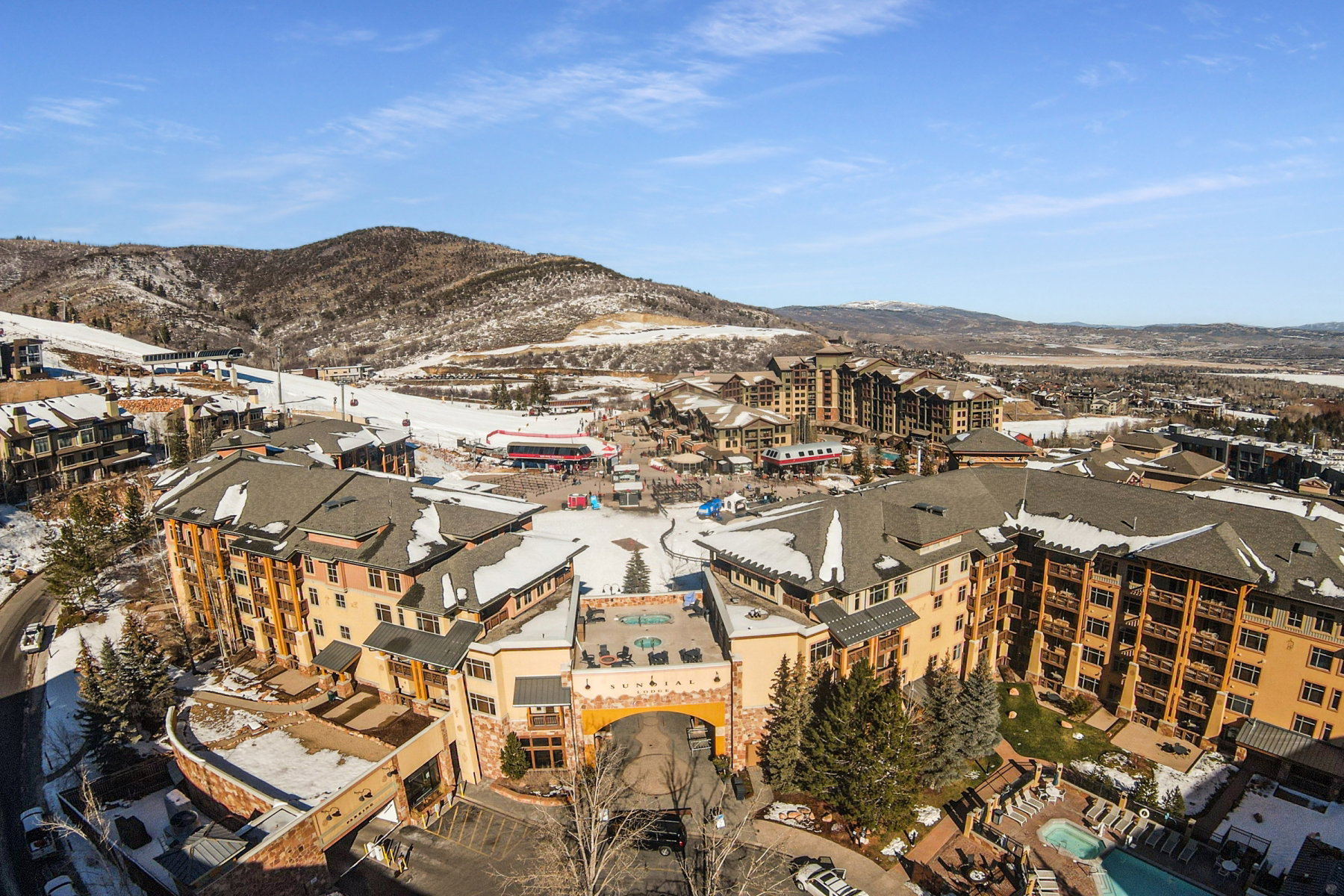 Aerial view of a mountainous background