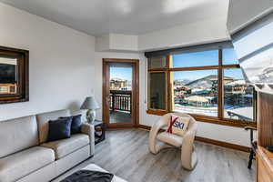 Living area featuring wood finished floors