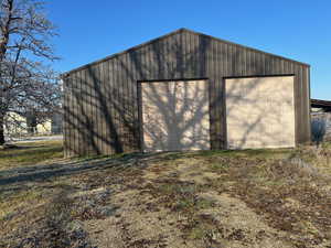 View of detached garage