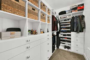 Primary Walk in closet 10 'x 5' with costumes built ins