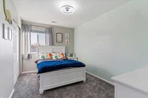 Bedroom featuring carpet