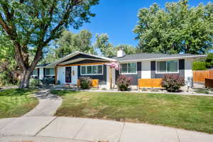 Single story home with a chimney