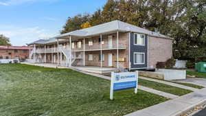 View of building exterior with stairs