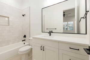 Bathroom with vanity and  shower combination