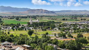 Aerial view of a mountainous background