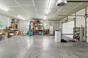 Garage with a garage door opener and a heating unit