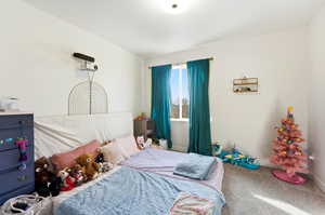 Bedroom featuring carpet