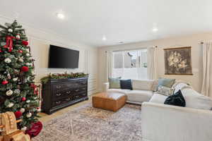 Living area featuring wood finished floors