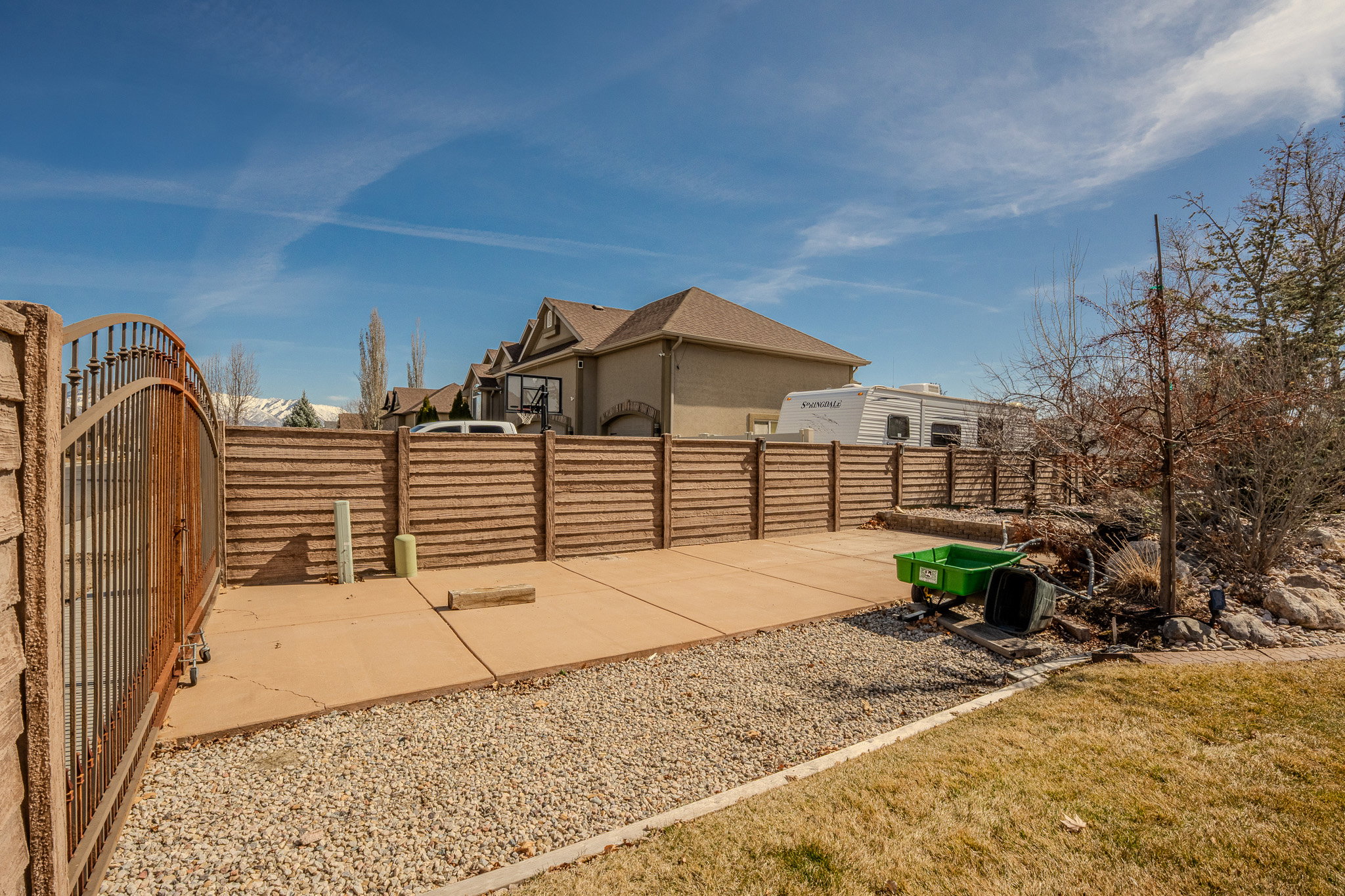 Fenced yard with a gate
