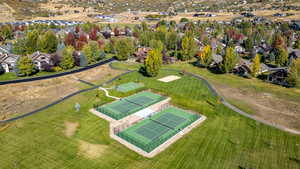 Aerial perspective of suburban area
