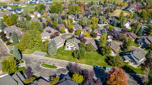Aerial perspective of suburban area