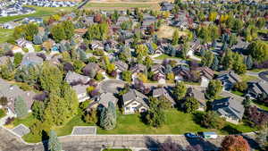 Aerial perspective of suburban area