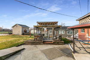 View of patio featuring a gazebo