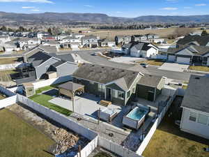 Aerial view of residential area with mountains - endless pool and hot tub stay