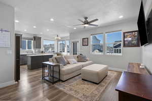 Large family room with open to kitchen floor plan