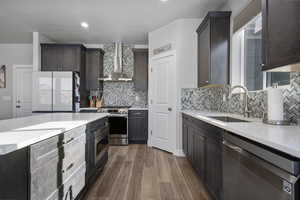Kitchen with quartz counters, pantry, all appliances stay