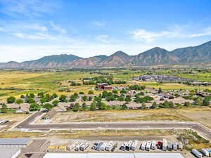 Aerial view of a mountain backdrop
