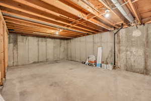 View of unfinished basement