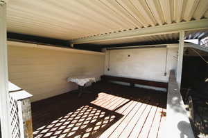 View of covered deck with power