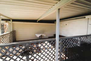 View of covered deck with power