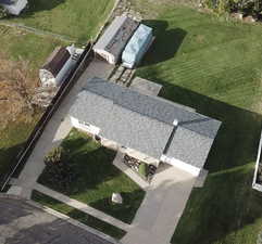 Aerial view of property and surrounding area