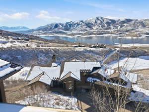 View of mountain backdrop with a nearby body of water