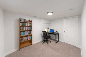 Bedroom light carpet and baseboards