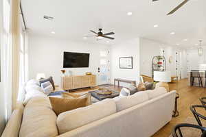 Entry, great room, dining, kitchen, and 2 primary bedrooms