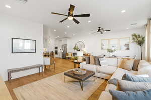 Main great room, dining, and kitchen