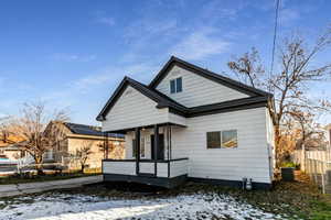 View of front of home featuring covered porch
