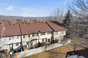 Bird's eye view of a mountainous background