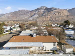 View of mountain background with nearby suburban area