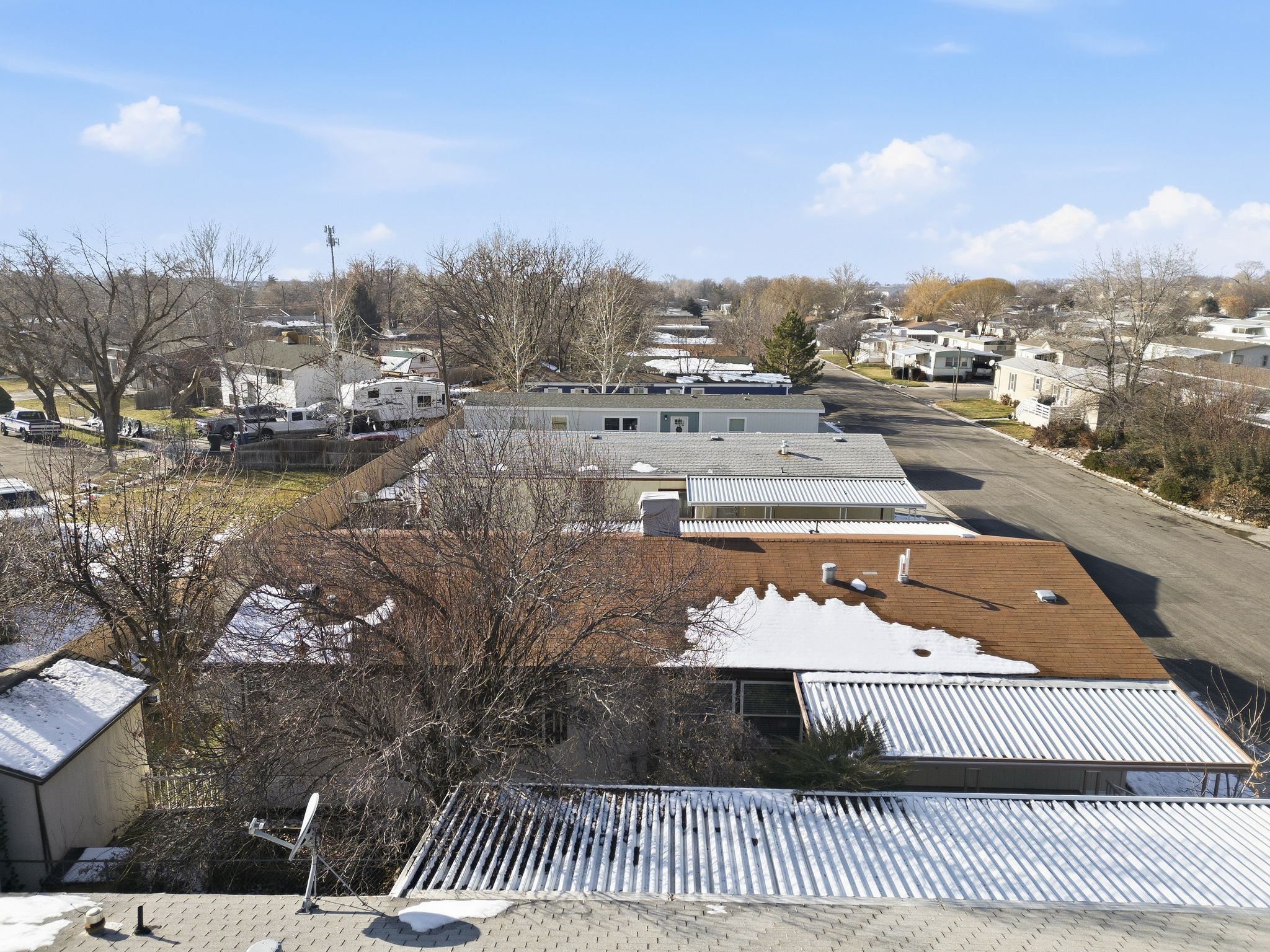 Aerial perspective of suburban area