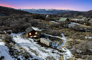 Aerial view at dusk of a mountain view