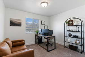 Office space featuring carpet and baseboards