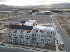 Bird's eye view of a mountainous background
